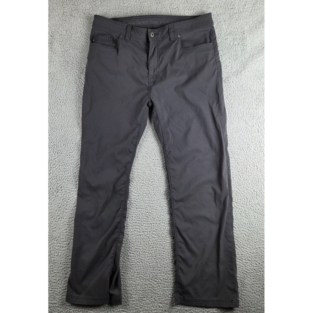 Prana Pants Mens 38x32‎ (36x30) Gray Brion Hiking Outdoor Stretch Slim Fit